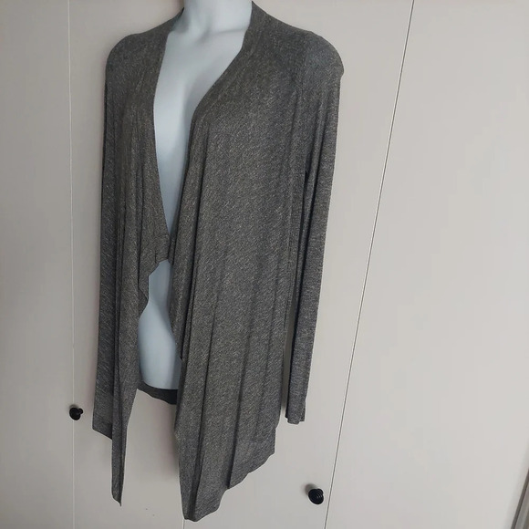 VINCE Drapey Open Front Waterfall Cardigan Small Spacedye black gray - Picture 6 of 6